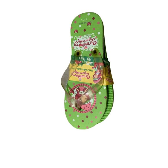 New Strawberry Shortcake Girls Size 3 4 Flip Flop Sandals Thongs Green Pink - Picture 3 of 3
